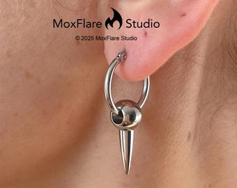 Silver Earrings,Stainless Steel Earrings, Punk Earrings, Gothic Earrings, Grunge Earrings, Goth Earrings, Silver Jewelry Gothic Jewelry