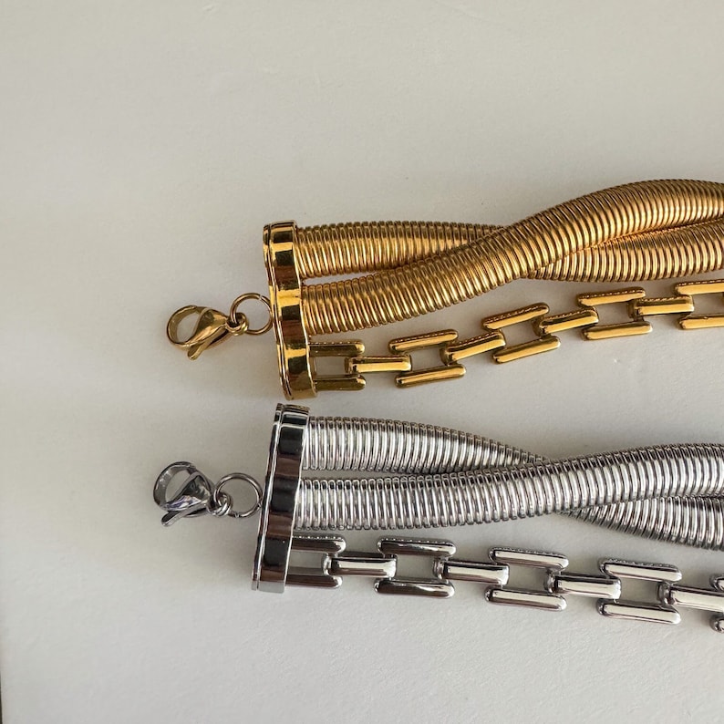 Silverhalsbandset Statementhalsband Chunky halsband Skrymmande halsband Lagerhalsband Halsband i vintagestil Ormkedja Present till henne bild 8