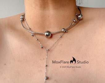 Silver Necklace, Stainless Steel Ball Chain, Choker, Statement Necklace, Gold Necklace, silver choker, gold choker