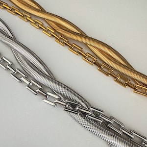 Silverhalsbandset Statementhalsband Chunky halsband Skrymmande halsband Lagerhalsband Halsband i vintagestil Ormkedja Present till henne bild 10