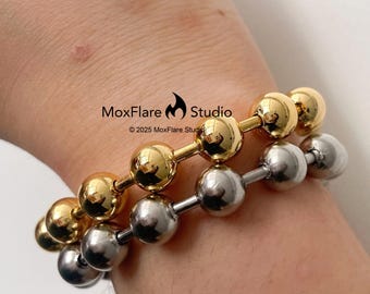 Gold Bracelet for Women Beaded Bracelet Chunky Bracelet Stack Bangle Bracelet Silver Bracelet Set Bracelet Stack Gift for Her Gift for Mom