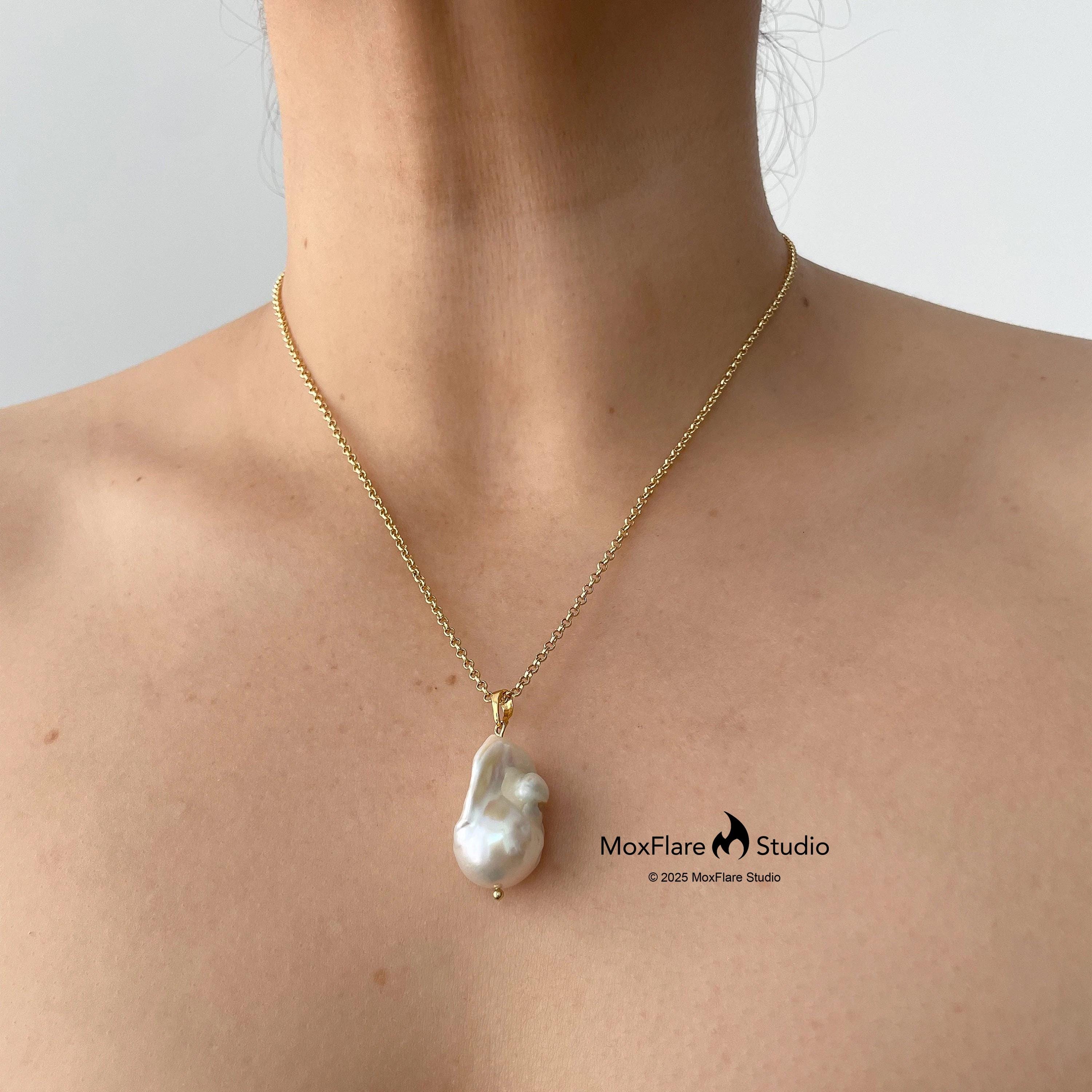 Pearl Necklace, Fresh Water Pearl Choker, Single Pearl Necklace 