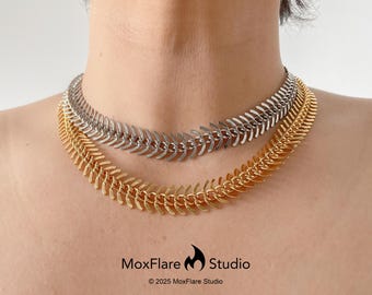 Collier Ras Du Cu Avec Pendentif Poisson Articulé Mobile – En Cuivre Avec Strass – Bijou Fantaisie Tendance Et Unique