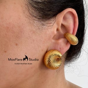 Gold Statement Stud Earrings Vintage Style Gold Earrings Chunky Earrings Chunky Jewelry No tarnish