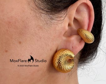 Gold Statement Stud Earrings Vintage Style Gold Earrings Chunky Earrings Chunky Jewelry No tarnish