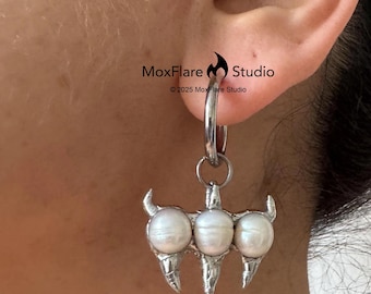 Silver Earrings,Stainless Steel Earrings, Punk Earrings, Silver Hoop Earrings, Gothic Earrings, Edgy Earrings, Silver Jewelry Gothic Jewelry