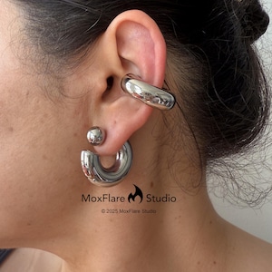 Silver Hoop Earrings Silver Stud Earrings Silver Earrings Ear Jacket Chunky Earrings Statement Earrings Gift for her No tarnish