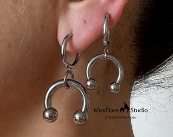 Silver Earrings,Stainless Steel Earrings, Punk Earrings, Silver Hoop Earrings, Gothic Earrings, Edgy Earrings, Silver Jewelry Gothic Jewelry