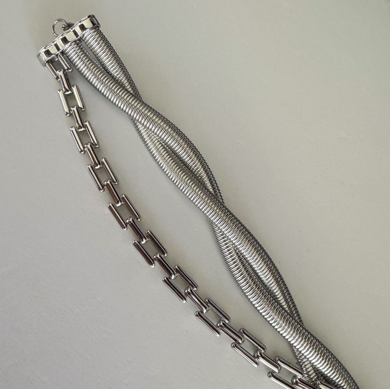 Silverhalsbandset Statementhalsband Chunky halsband Skrymmande halsband Lagerhalsband Halsband i vintagestil Ormkedja Present till henne bild 4