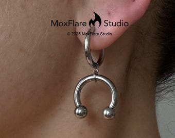 Silver Earrings,Stainless Steel Earrings, Punk Earrings, Silver Hoop Earrings, Gothic Earrings, Edgy Earrings, Silver Jewelry Gothic Jewelry