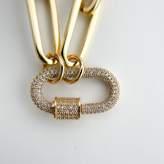 Gold Necklace, Chunky Paper Clip Chain, Statement Necklace