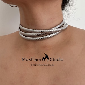 Silver Necklace Set, Layering necklace, Silver Statement Necklace, snake chain necklace, vintage style necklace, gift for her, gift for mom