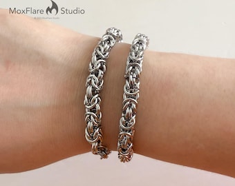 Silver Bracelet,Punk Bracelet, Stainless Steel Bracelet, gothic jewelry, Magnetic Closure bracelet, Chain Bracelet,