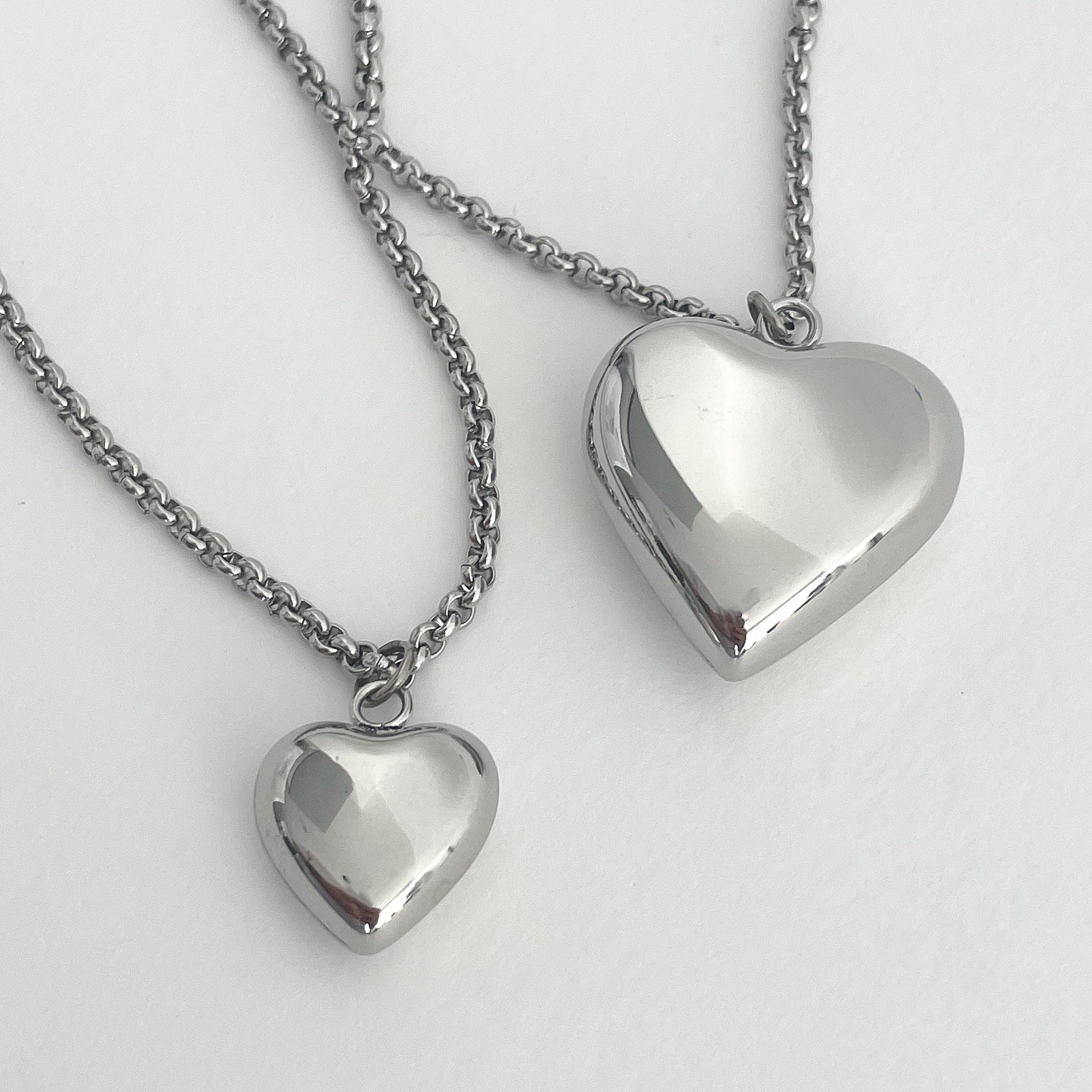 Heart Necklace, Puffed Heart Necklace, Hearts Necklace, Gift