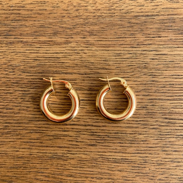 Small Chunky Hoops, Chunky Earrings, Bold Hoop Earrings, Wide Hoops, Gold Hoop Earrings, Vintage Gold Hoops, Thick Gold Hoops