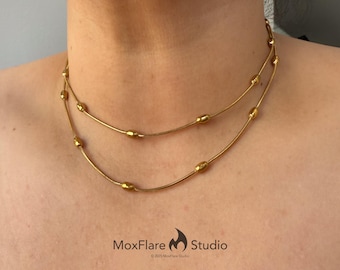 Gold Necklace Set, Layered Necklace, Ball Chain Necklace, Simple Chain Necklace, Choker Necklace, Necklace Gift, Dainty Chain Necklace Set