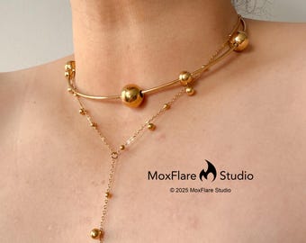 Gold Necklace, Gold Choker, Stainless Steel Ball Chain, Choker, Statement Necklace, Silver Necklace,  Silver Choker, unique necklace