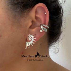 シルバースパイラルピアス、パンクピアス、シルバーチャンキーピアス、ゴシックピアス、エッジィピアス
