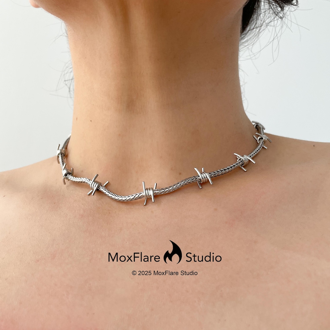 Barbed Wire Necklace. Gothic Necklace, Stainless Steel Necklace