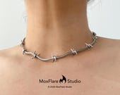 Barbed Wire Necklace. Gothic Necklace, Stainless Steel Necklace 