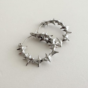 Silver Earrings,Stainless Steel Earrings, Punk Earrings, Silver Hoop Earrings, Gothic Earrings, Edgy Earrings, Silver Jewelry Gothic Jewelry