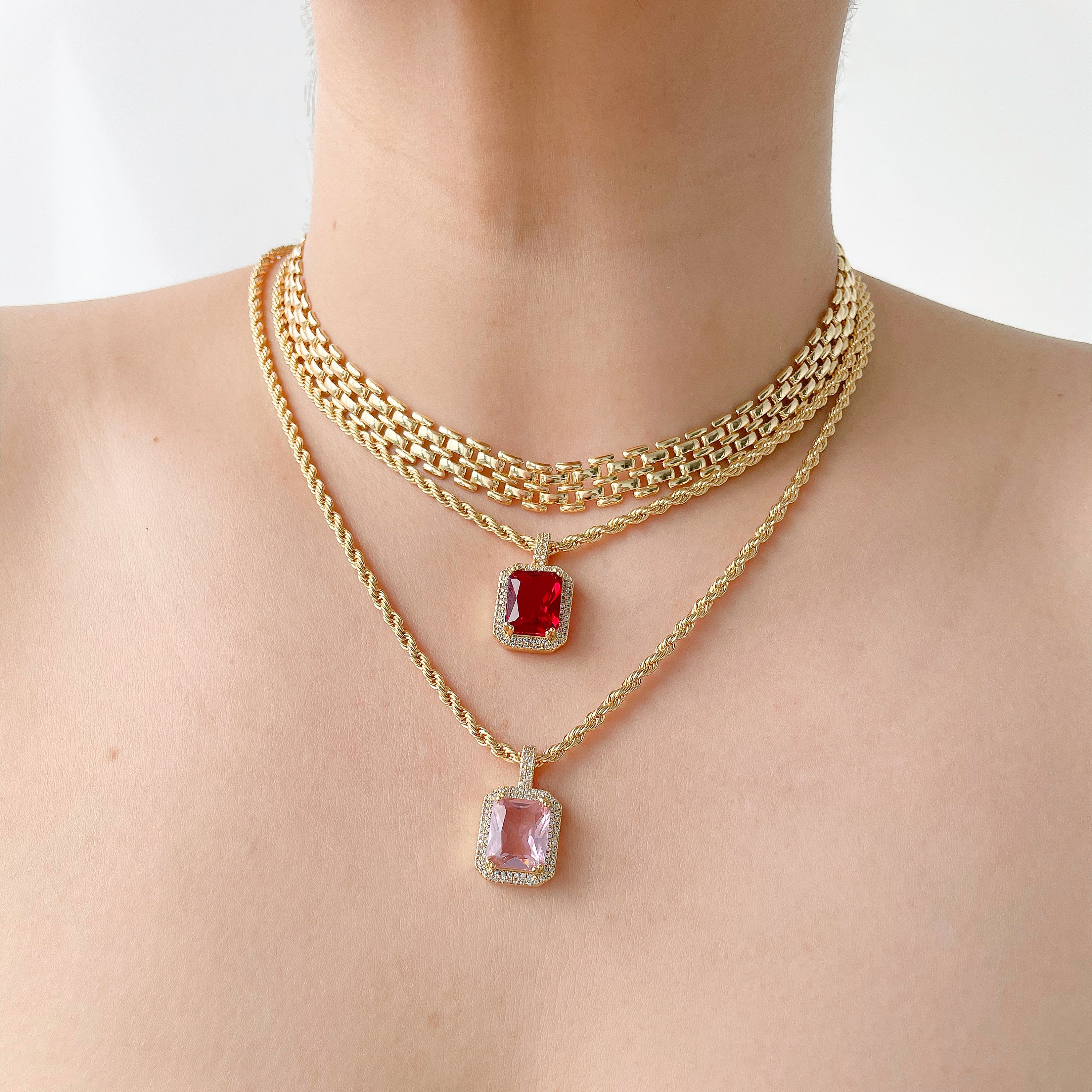 Square ruby necklace discount