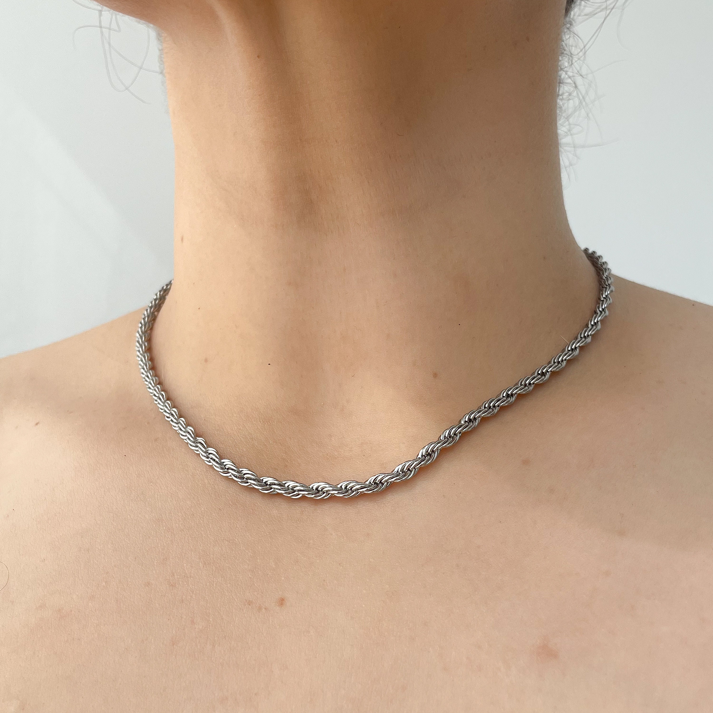 Silver Necklace Rope Chain Stainless Steel Necklace for Man
