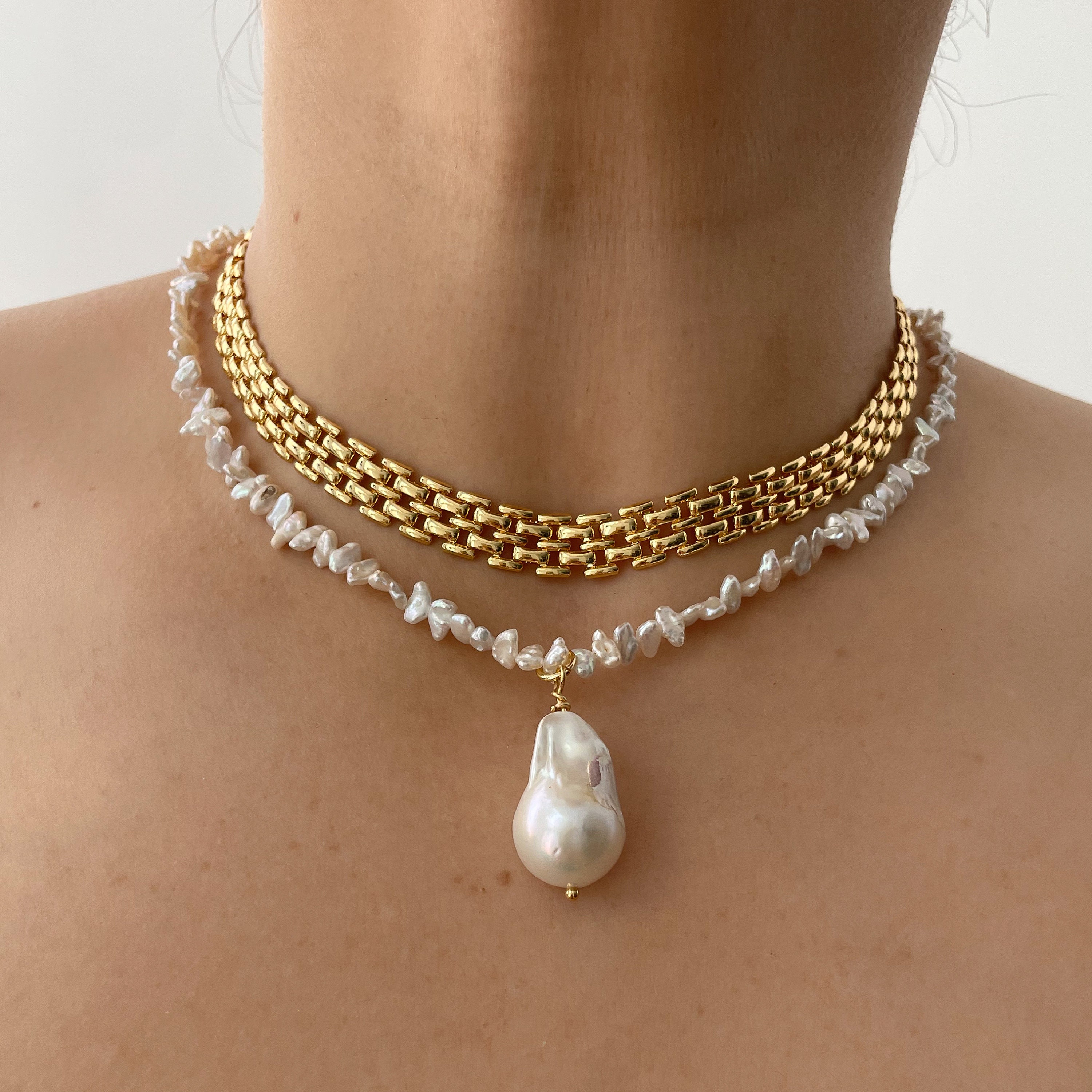 Pearl Necklace, Fresh Water Pearl Choker, Single Pearl Necklace 