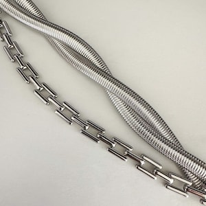 Silverhalsbandset Statementhalsband Chunky halsband Skrymmande halsband Lagerhalsband Halsband i vintagestil Ormkedja Present till henne bild 3