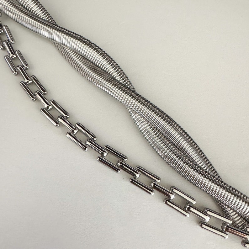 Silverhalsbandset Statementhalsband Chunky halsband Skrymmande halsband Lagerhalsband Halsband i vintagestil Ormkedja Present till henne bild 3