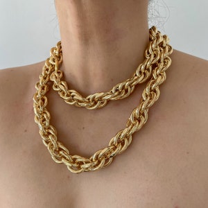 Statement Necklace,Rope Chain, 14K Gold Filled Necklace, Thick Necklace, Chunky Necklace, Gold Necklace, Gift For Her, Birthday Gift