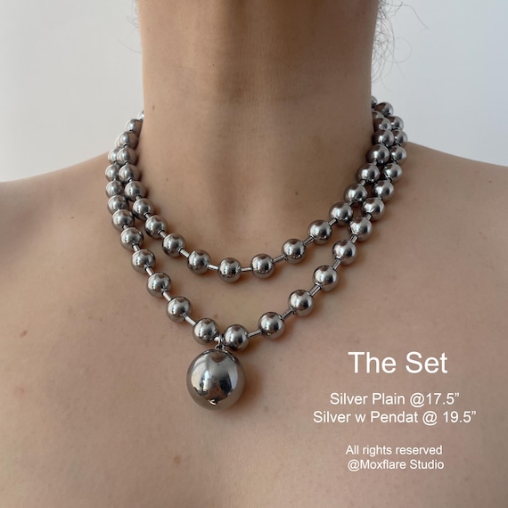 Oversized Stainless Steel Ball Chain, Statement Necklace, Chain