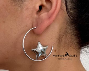 Silver Earrings,Stainless Steel Earrings, Punk Earrings, Silver Hoop Earrings, Gothic Earrings, Edgy Earrings, Silver Jewelry Gothic Jewelry
