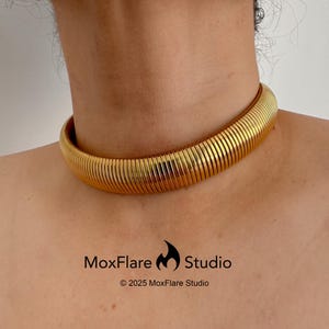Collier ras de cou en or, gros collier, collier tendance, collier chaîne serpent, collier de style vintage