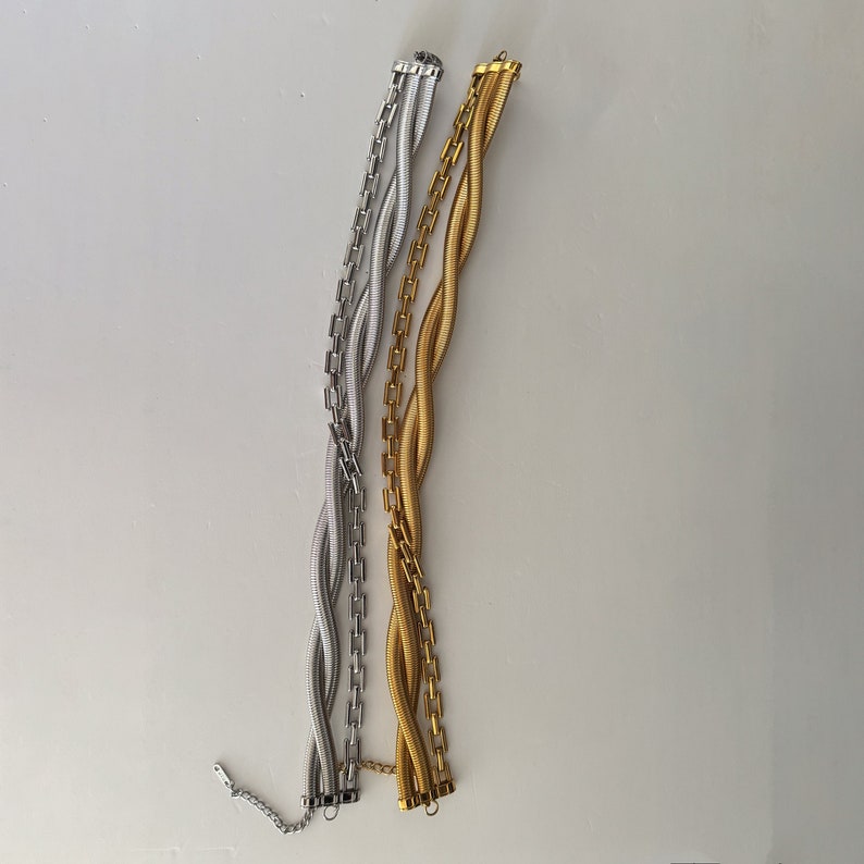 Silverhalsbandset Statementhalsband Chunky halsband Skrymmande halsband Lagerhalsband Halsband i vintagestil Ormkedja Present till henne bild 7