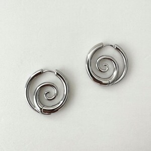 Silver Earrings,Stainless Steel Earrings, Punk Earrings, Silver Hoop Earrings, Gothic Earrings, Edgy Earrings, Silver Jewelry Gothic Jewelry