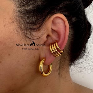 Gouden oorbellen hoepel gouden hoepels dikke hoepels roestvrijstalen oorbellen statement oorbellen alledaagse hoepels oorbel hoepels zilveren oorbellen hoepel