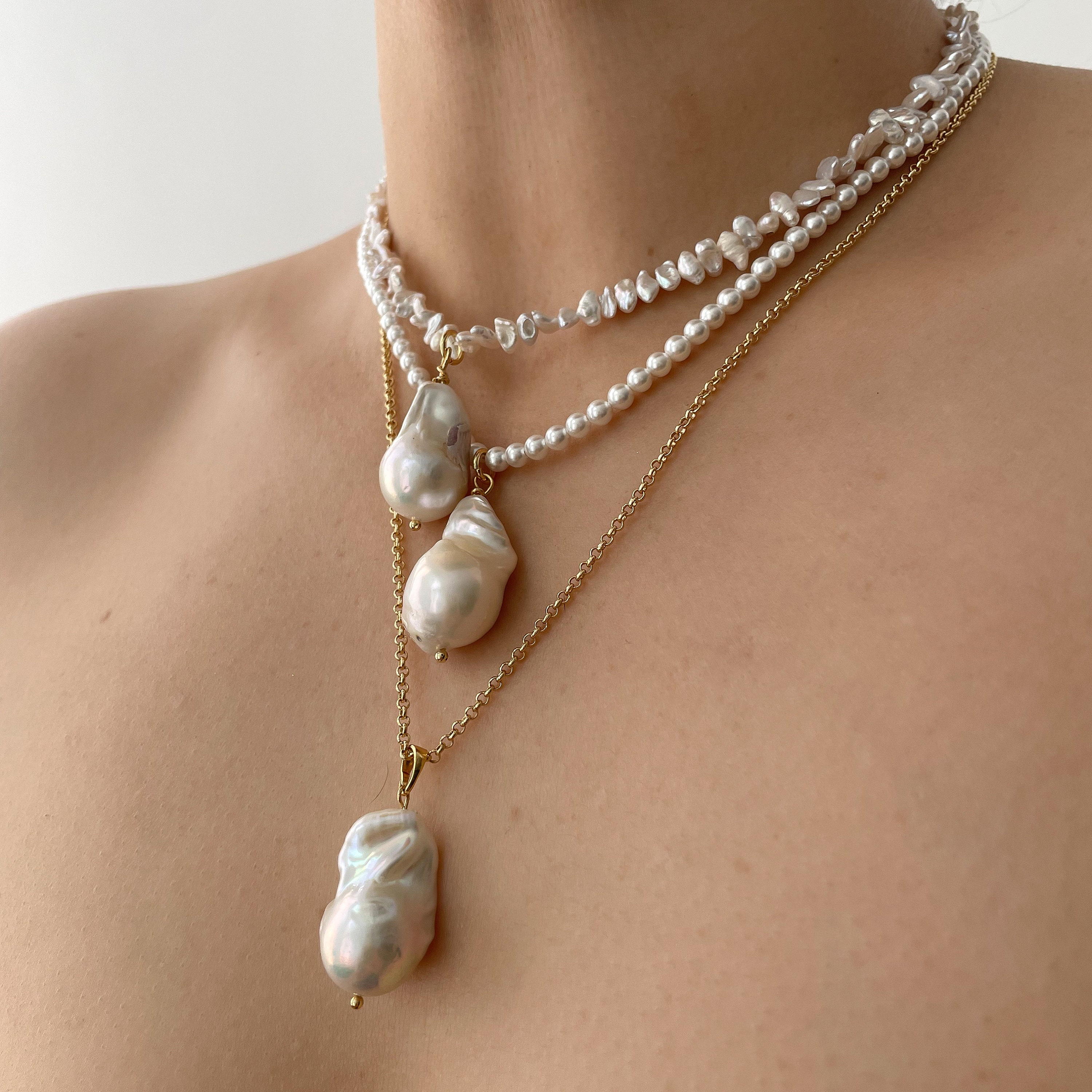 Pearl Necklace, Fresh Water Pearl Choker, Single Pearl Necklace 
