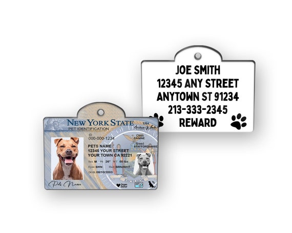  New York Driver License Custom Dog Tag for Pets and