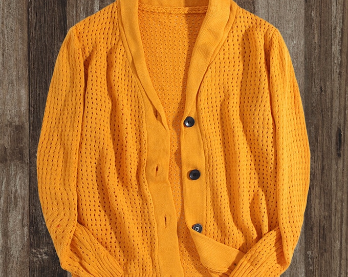Men's Knit Sweater Casual Vintage Cardigan Etsy