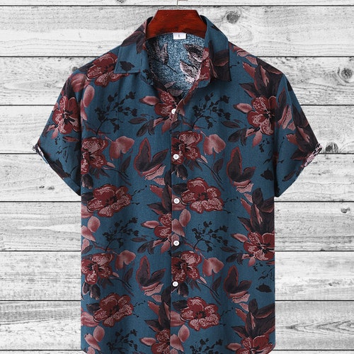 Men's Short Sleeve Button up Print Shirt - Etsy