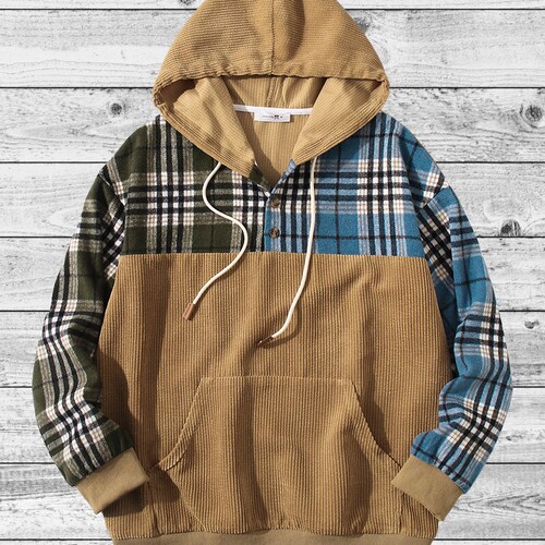 Plaid Corduroy Hoodie Plaid Flannel 