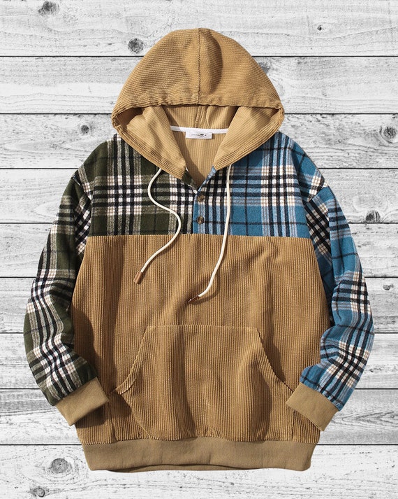 Plaid Corduroy Hoodie Plaid Flannel 