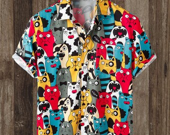 Button up Cat Shirt - Etsy