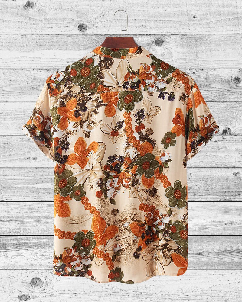 Men's Floral Short Sleeve Button up Shirt Etsy