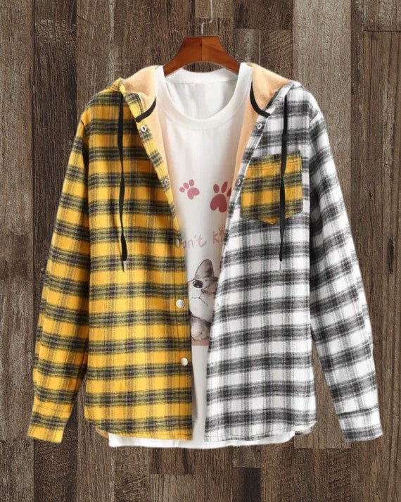 Buffalo Plaid Hoodie White Black and 