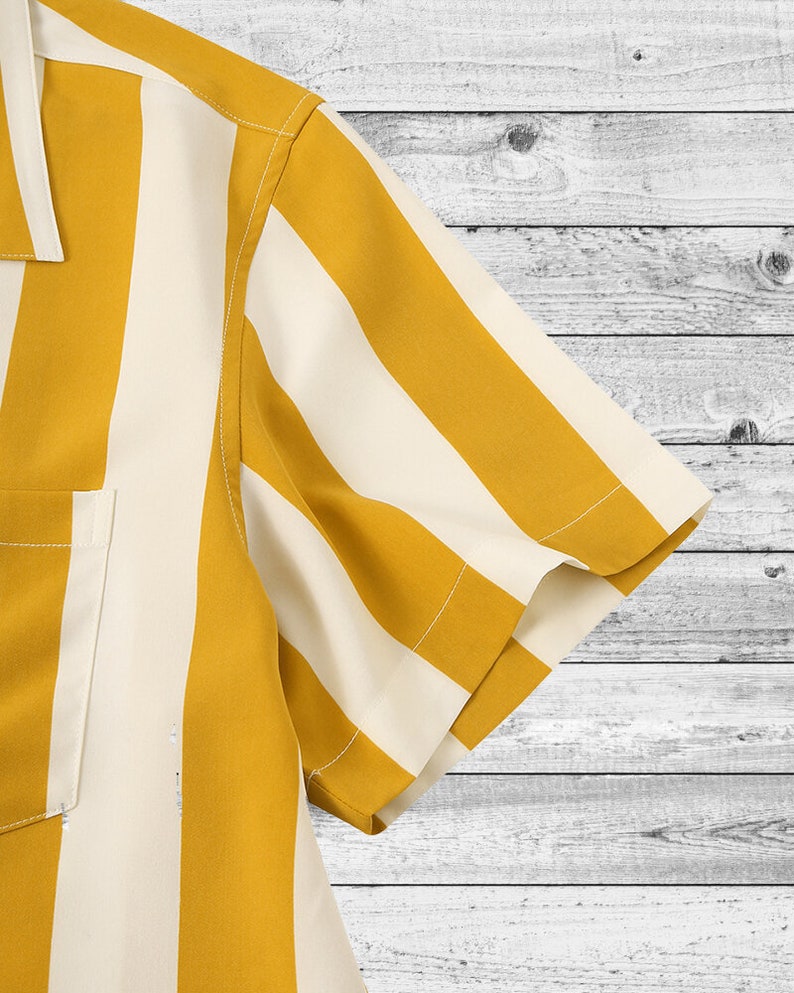 Men's Striped Button Down Short Sleeve Shirt Etsy