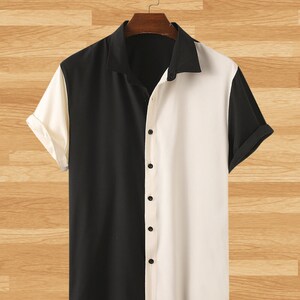 Black And White Adult Split Tee Two Toned Shirt Etsy