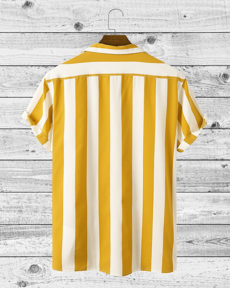 Men's Striped Button Down Short Sleeve Shirt Etsy