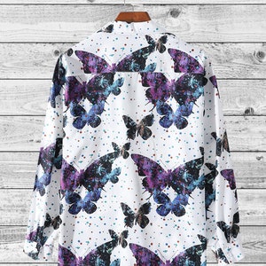 Men's Long Sleeve Butterfly Print Button Down Shirt - Etsy
